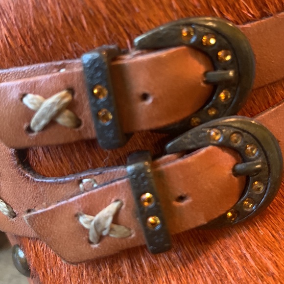 Diego di Lucca made in Brazil cowhide beautiful clogs rhinestones on buckle - Picture 4 of 16